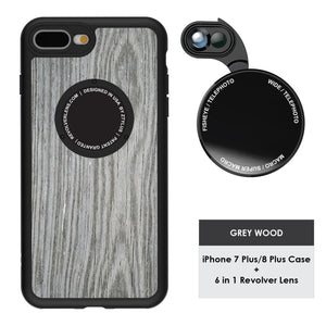iPhone 7 Plus / 8 Plus Revolver M Series Lens Kit - Grey Wood Pattern