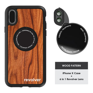 iPhone X / XS Revolver M Series Lens Kit - Wood Pattern